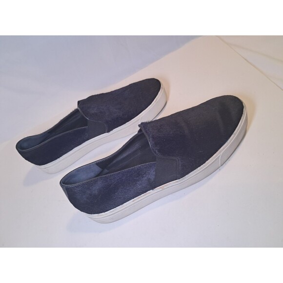 Vince Blair Pony/Calf Hair Sneakers Shoes Dk Blue Casual Slip On Size 7M Womens - Picture 6 of 8